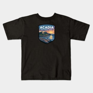 Acadia National Park Beautiful Sunset Badge Kids T-Shirt